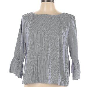 Madewell 3/4 Sleeve Striped Cotton Blouse